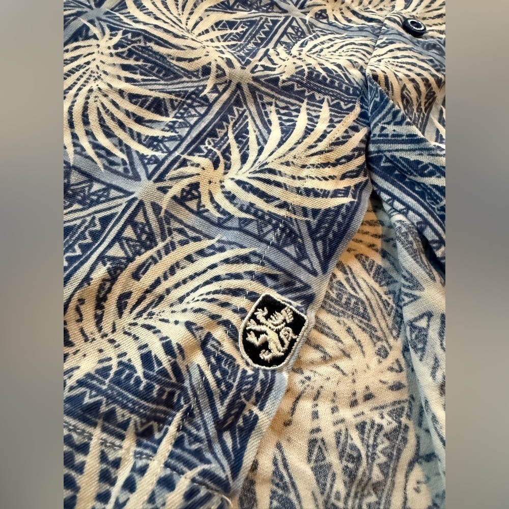 Nat Nast Luxury Originals Silk/Cotton Blend Palm Leaf Blue Hawaii Shirt Mens XXL - Picture 4 of 12